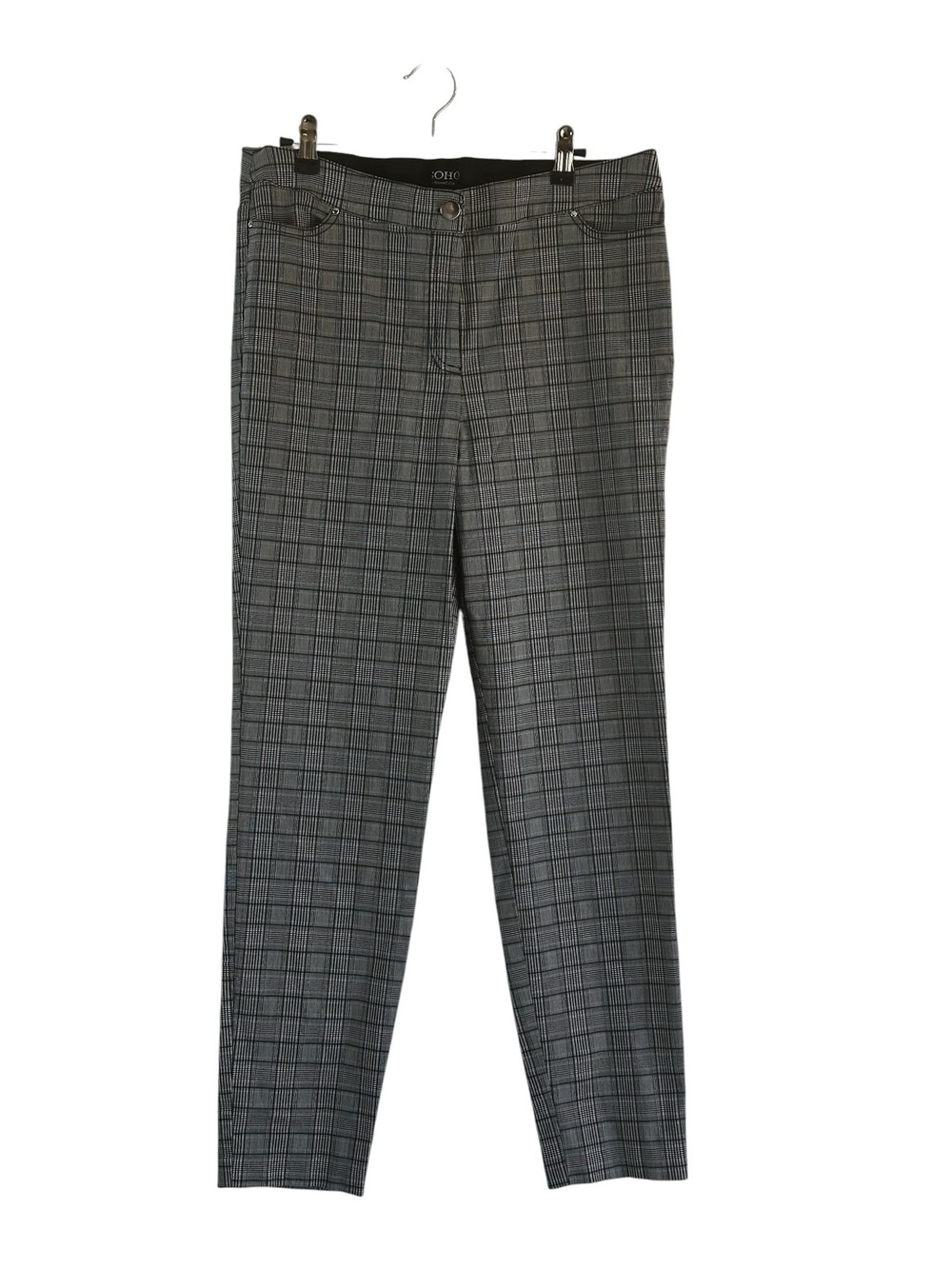 SOHO New York & Co Gray Plaid Stretch Ankle Pants | Academia Chic Office Sz14